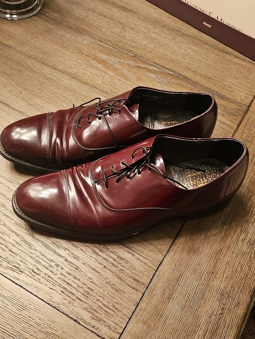Bostonian Burgundy Leather Cap-Toe Oxfords
